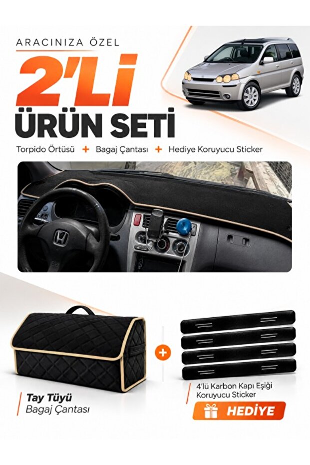 Honda Hr-V (1998-2005) Compatible Glove Box Cover + Thai Feather Trunk Bag + Sticker Set - Ho018