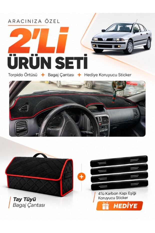 Mitsubishi Carisma Large Screen (1997-2003) Compatible Dashboard Cover + Thai Feather Bag Set - Mi004