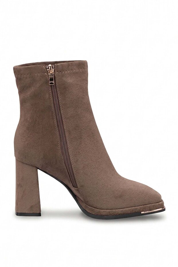 26Blg414-5 Women's Zippered Heeled Boots Soil