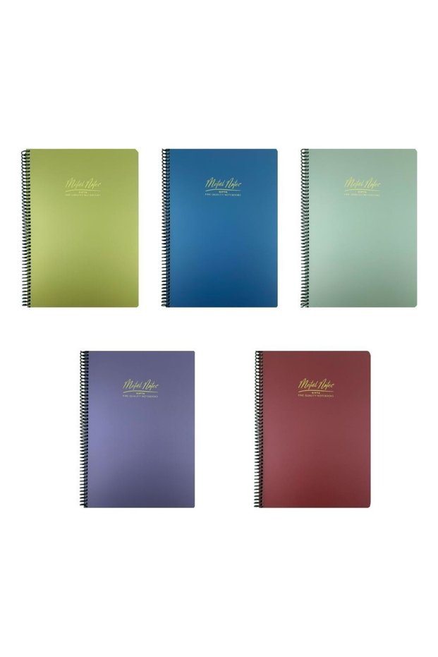 A4 Metal Notes Checkered Spiral Notebook 100 Sheets Pack of 5