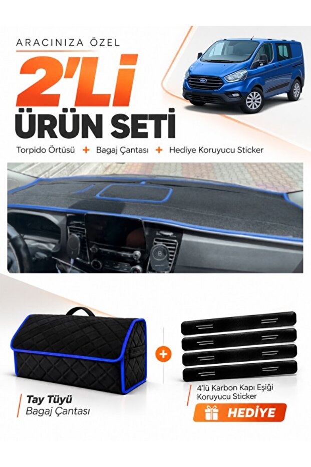 Ford Transit Custom (2016-2024) Compatible Glove Box Cover + Tay Feather Luggage Bag Set - Fo034