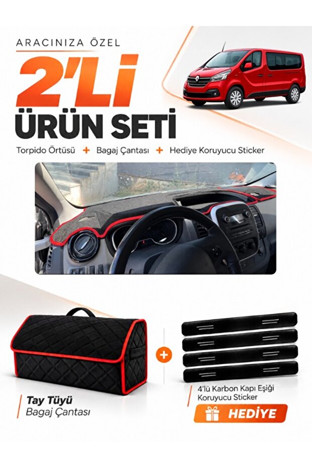 Renault Trafic Covered (2015-2022) Compatible Glove Box Cover + Thai Feather Luggage Bag Set - Re048