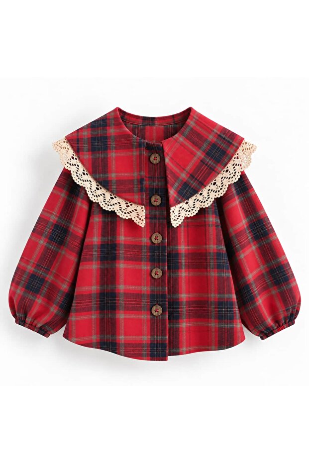 Girl's Collared Plaid Shirt