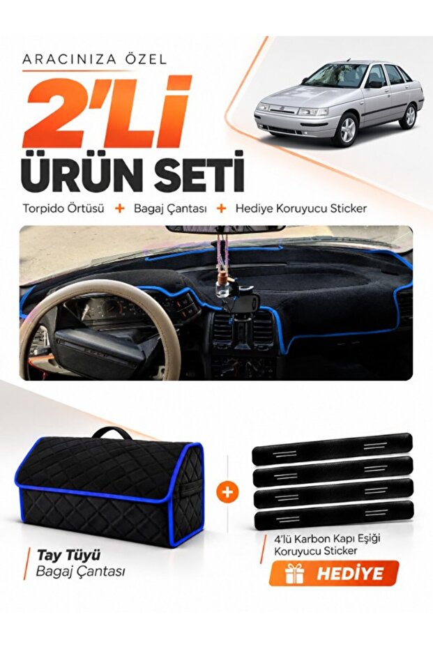 Lada Vega (1995-2007) Compatible Dashboard Cover + Thai Feather Trunk Bag + Sticker Set - Ld001