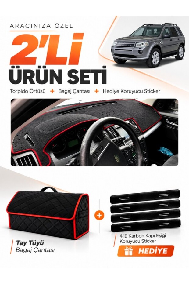 Land Rover Freelander (2006-2014) Compatible Glove Box Cover + Thai Feather Trunk Bag Set - Lr003