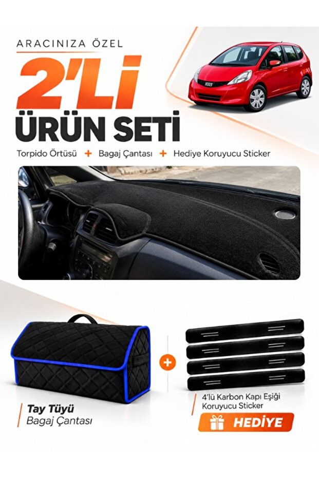 Honda Jazz (2009-2013) Compatible Dashboard Cover + Thai Feather Trunk Bag + Sticker Set - Ho017