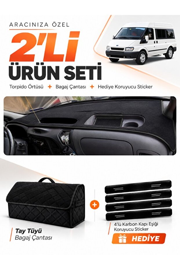 Ford Transit (2001-2006) Compatible Glove Box Cover + Tay Feather Luggage Bag + Sticker Set - Fo028