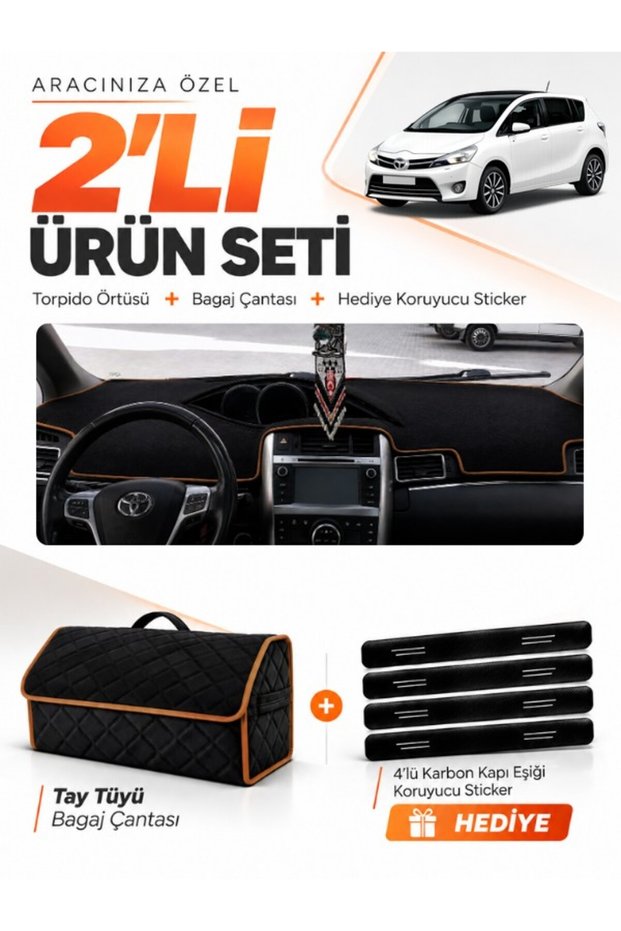 Toyota Verso (2009-2018) Compatible Dashboard Cover + Tay Tüy Luggage Bag + Sticker Set - To024