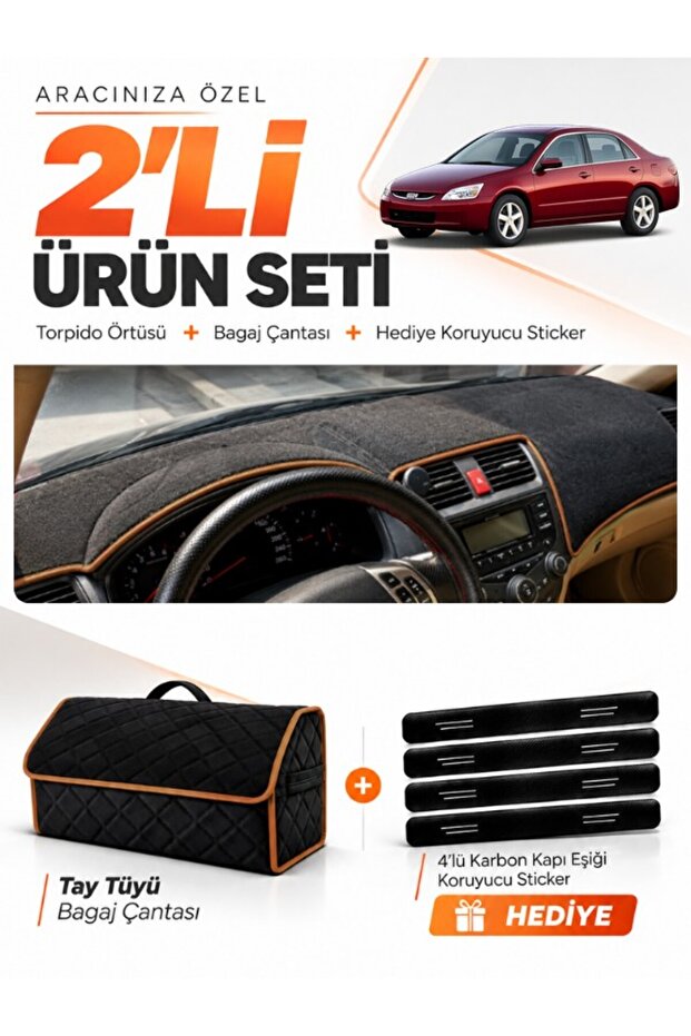 Honda Accord (2002-2008) Compatible Dashboard Cover + Thai Feather Trunk Bag + Sticker Set - Ho001