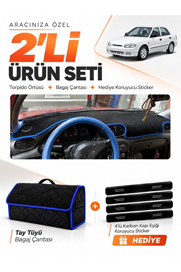 Hyundai Accent Egg Cargo Cover (1993-1999) Compatible Glove Box Cover + Feather Luggage Bag Set - Hu008