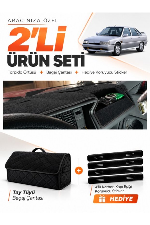 Renault 21 Concorde (1990-1996) Compatible Glove Box Cover + Tay Tüy Luggage Bag Set - Re005