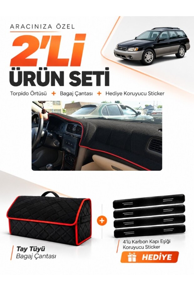 Subaru Outback (1998-2003) Compatible Glove Box Cover + Thai Feather Luggage Bag + Sticker Set - Su006
