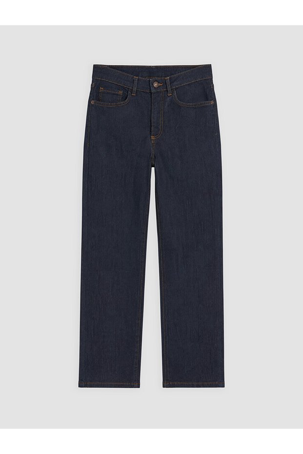 Two Mt Shop Quality Lcw Vision Indigo Denim Straight Slim & Slim High Waist Straight Leg Women's Jean Pants