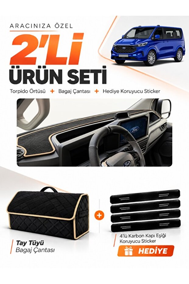 Ford Transit Custom (2025-Later) Compatible Glove Box Cover + Tay Feather Luggage Bag Set - Fo039