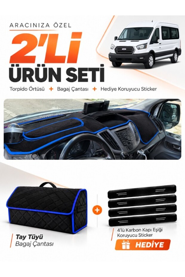 Glove Box Cover + Thai Feather Trunk Bag Set Compatible with Ford Transit Covered (2013-2018) - Fo031