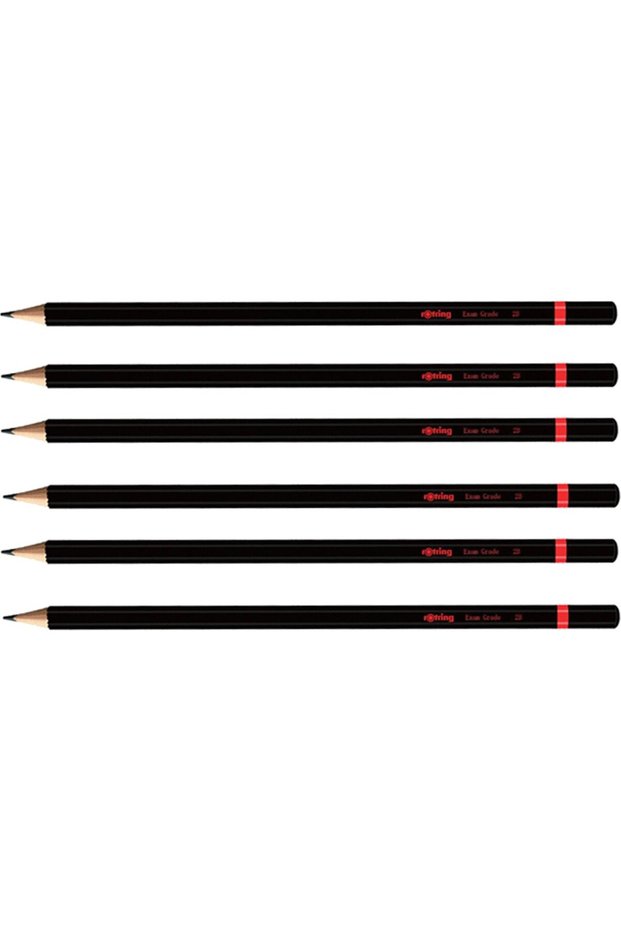 2B Exam Pencil Set of 6 Black 7.5 cm Length 6 Pieces