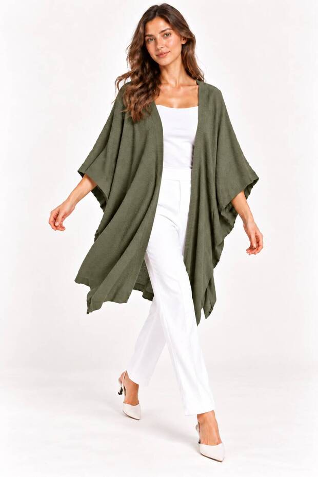 Women's Bat Sleeve Single Layer Casual Knitwear Poncho Cardigan