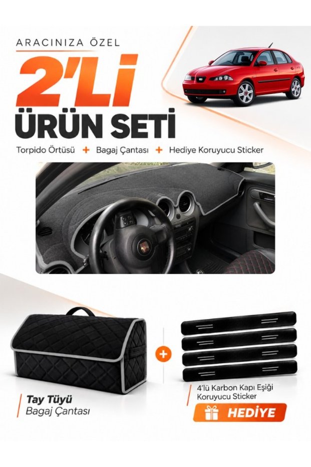 Dashboard Cover + Thai Feather Trunk Bag + Sticker Set Compatible with Seat Cordoba (2001-2008) - Se003