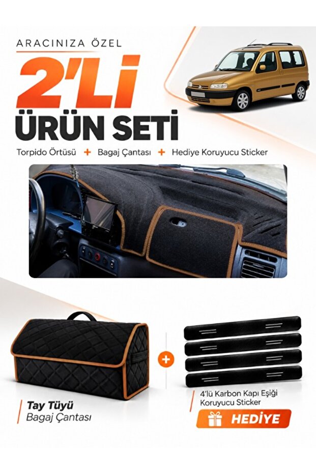 Citroen Berlingo M49 (1996-2001) Compatible Glove Box Cover + Thai Feather Trunk Bag Set - Ci002