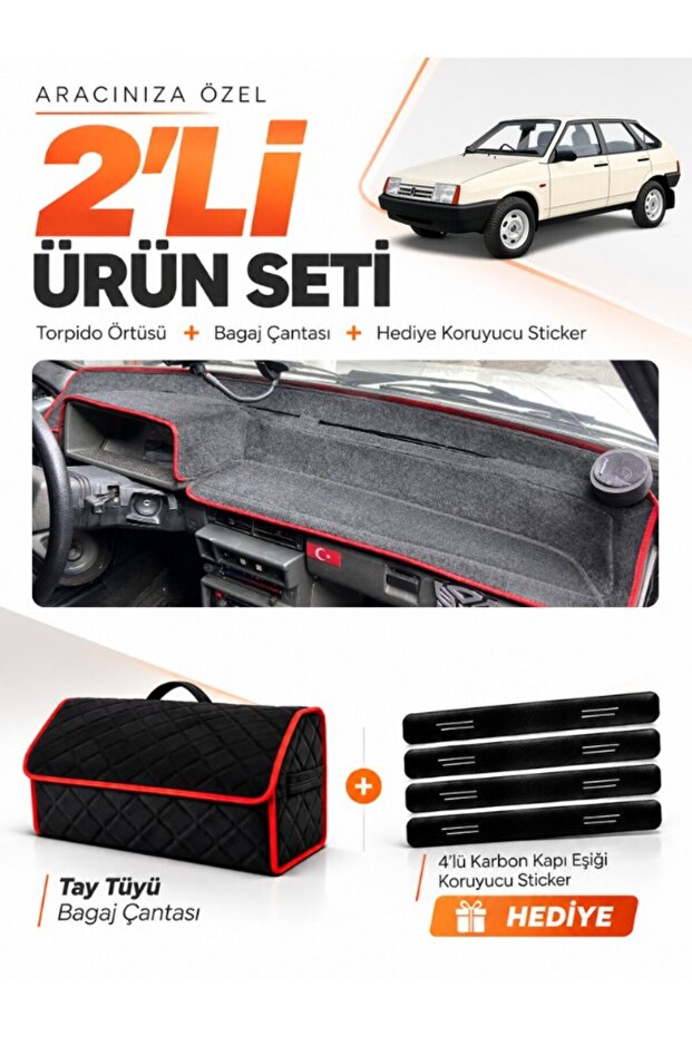 Lada Samara Carburetorized (1984-1999) Compatible Torpedo Cover + Thai Feather Trunk Bag Set - Ld003
