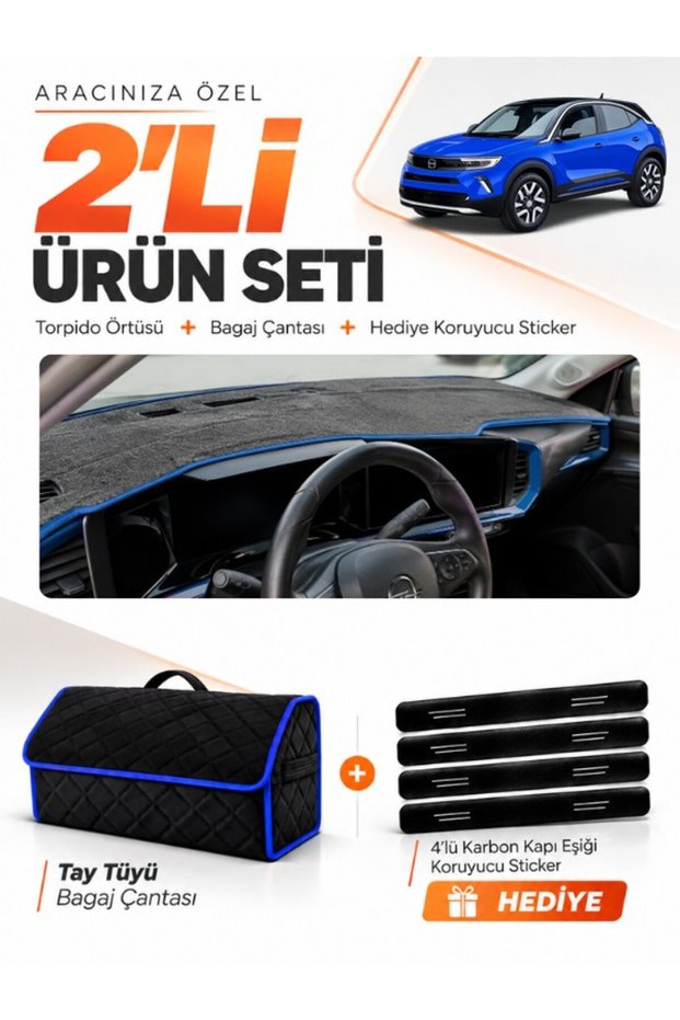 Opel Mokka (2020-2025) Compatible Dashboard Cover + Tay Tüy Luggage Bag + Sticker Set - Op023