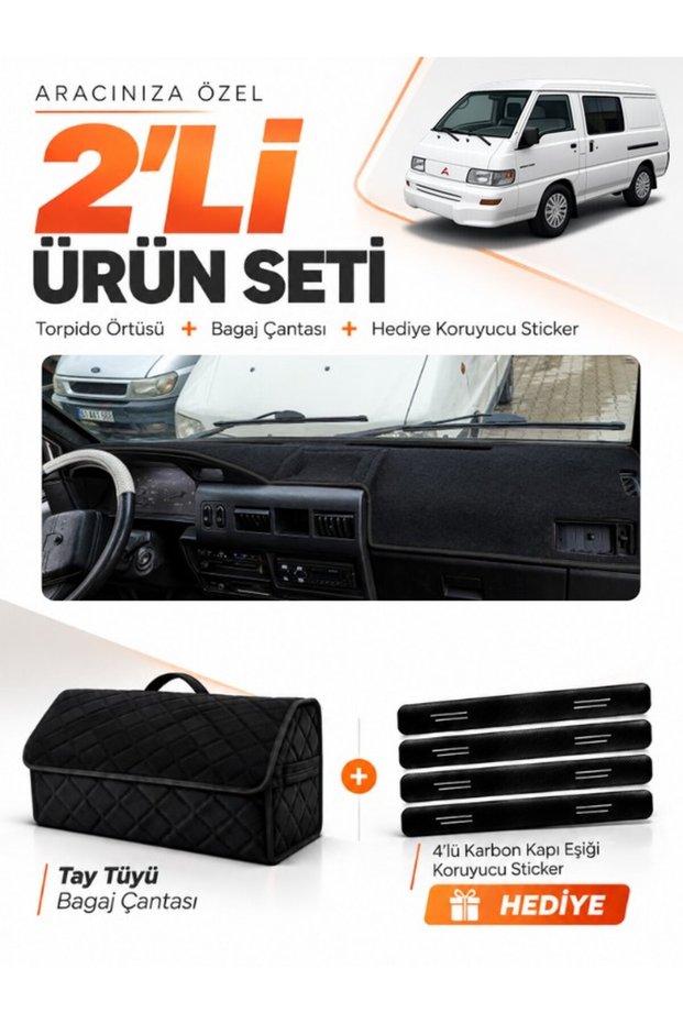Mitsubishi L300 (2000-2010) Compatible Glove Box Cover + Tay Tüy Luggage Bag + Sticker Set - Mi011
