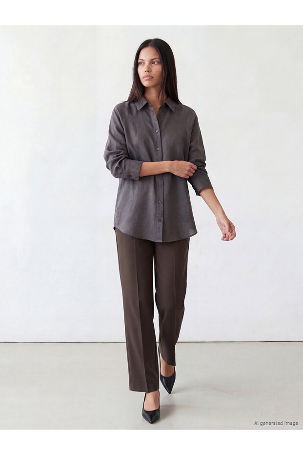 Peak New Season Brown High-Waisted Women's Trousers