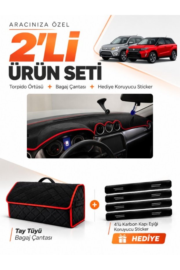 Suzuki Grand Vitara (2013-2025) Compatible Glove Box Cover + Tay Tüy Luggage Bag Set - Sz006