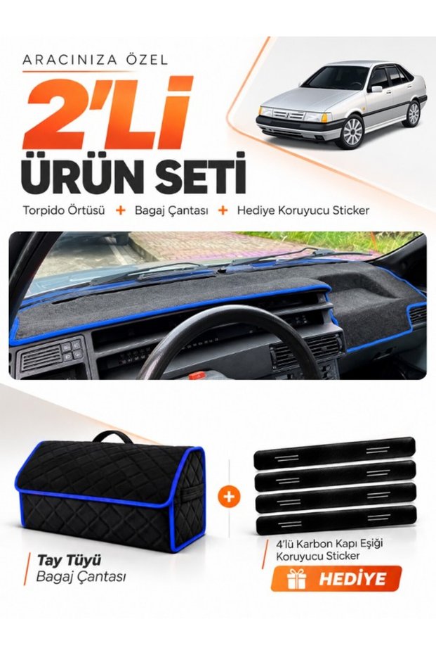 Glove Box Cover + Thai Feather Trunk Bag Set Fiat Tempra (1992-1997) Digital Console Compatible - Fi018