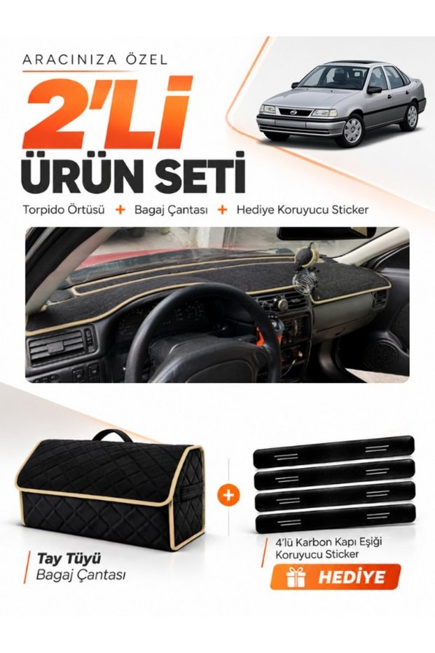 Opel Vectra a (1988-1995) Compatible Glove Box Cover + Tay Tüy Luggage Bag + Sticker Set - Op014
