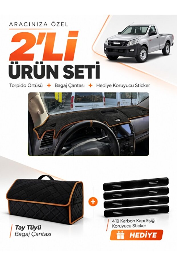 Isuzu D-Max (2012-2019) Compatible Glove Box Cover + Thai Feather Trunk Bag + Sticker Set - Is002