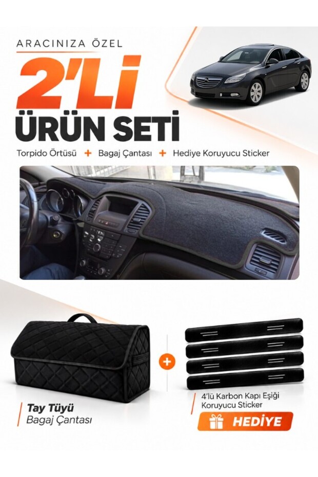 Opel Insignia (2008-2013) Compatible Glove Box Cover + Tay Tüy Luggage Bag + Sticker Set - Op010