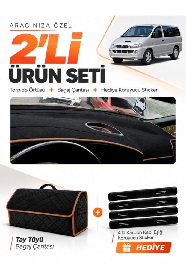 Hyundai Starex (1997-2007) Compatible Glove Box Cover + Tay Tüy Luggage Bag + Sticker Set - Hu032
