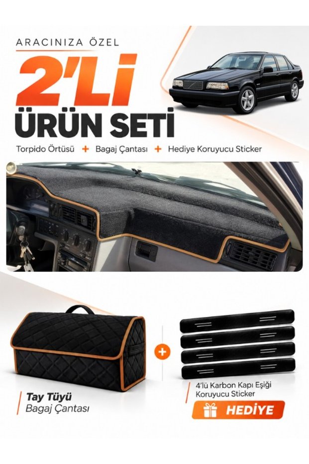 Volvo 850 (1991-1997) Compatible Glove Box Cover + Tay Feather Luggage Bag + Sticker Set - Vo007