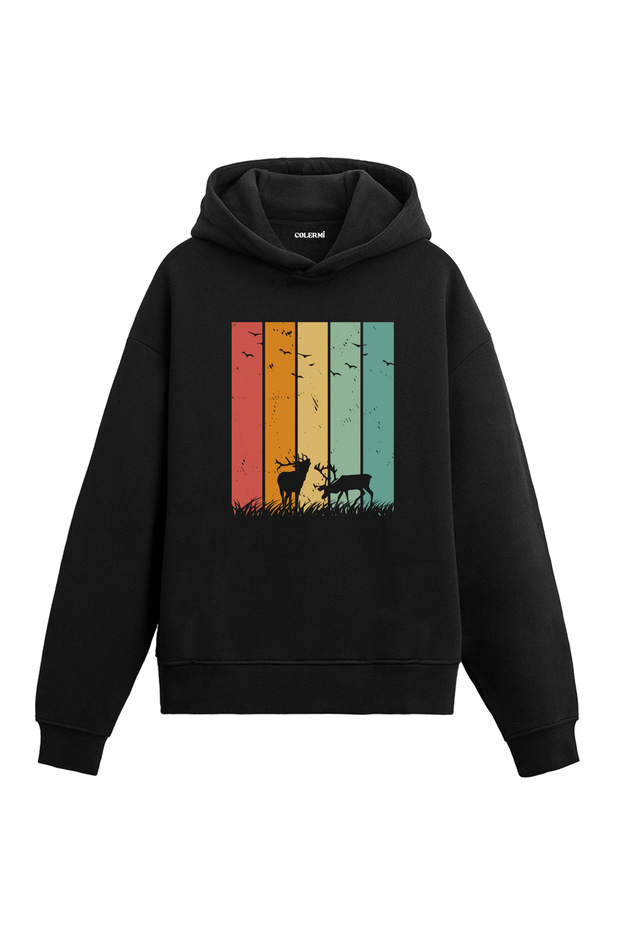 Residents of the Forest Vintage Deer Design Hooded Sweatshirt