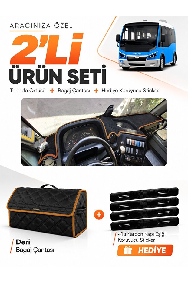 Karsan Jest (2013-2020) Compatible Torpedo Cover + Leather Luggage Bag + Sticker Set
