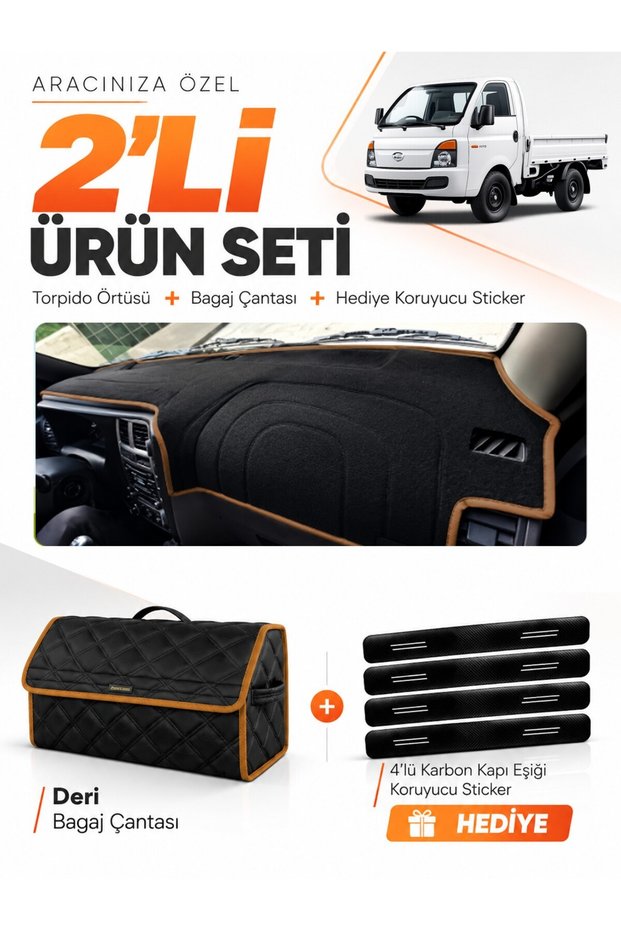 Hyundai H100 (2020-2024) Compatible Torpedo Cover + Leather Luggage Bag + Sticker Set - Hu023
