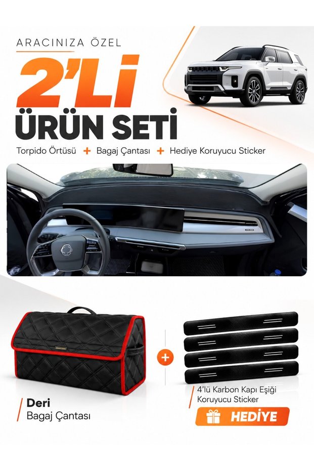 Ssanyong Kgm Torres (2023-2026) Compatible Glove Box Cover + Leather Luggage Bag + Sticker Set
