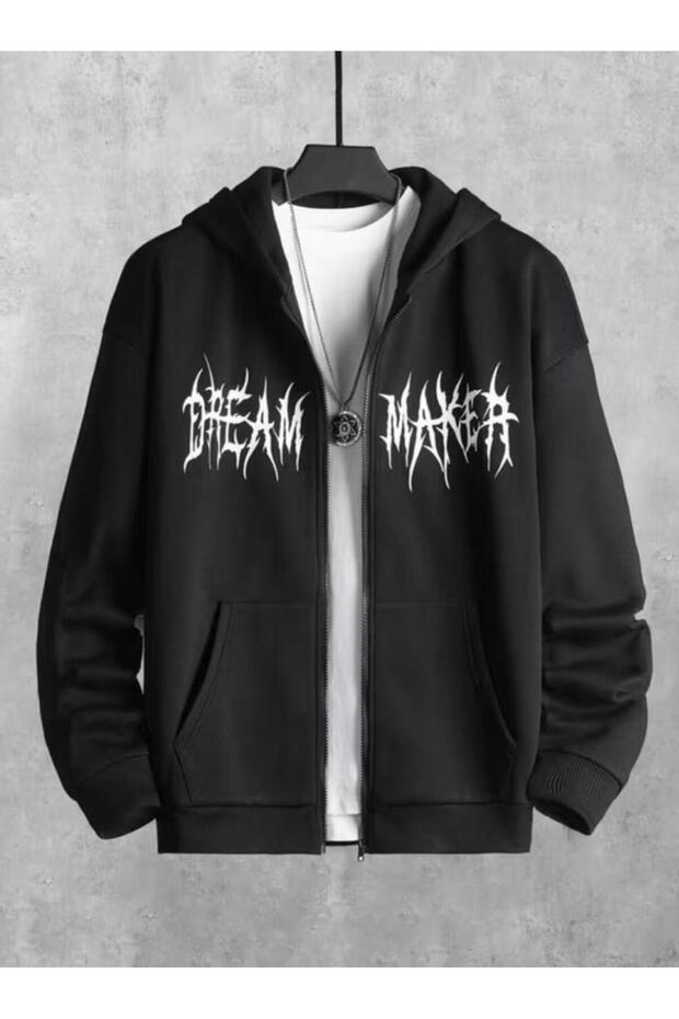 Hooded Zippered Dream Maker Tribal Printed 100% Cotton Plus Size Men's Hip Hop Sweatshirt