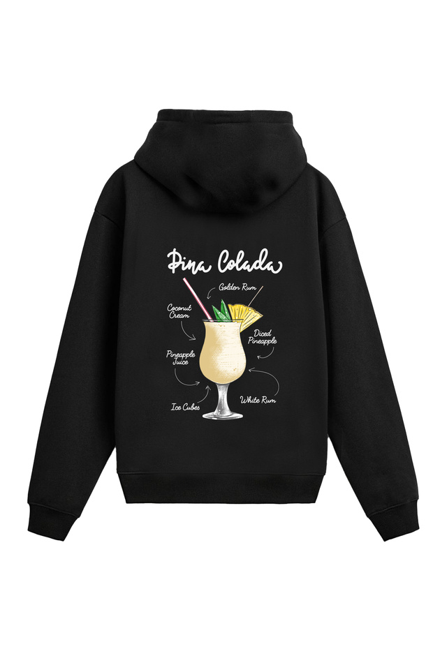 Pina Colada Cocktail Design Back Printed Hooded Sweatshirt
