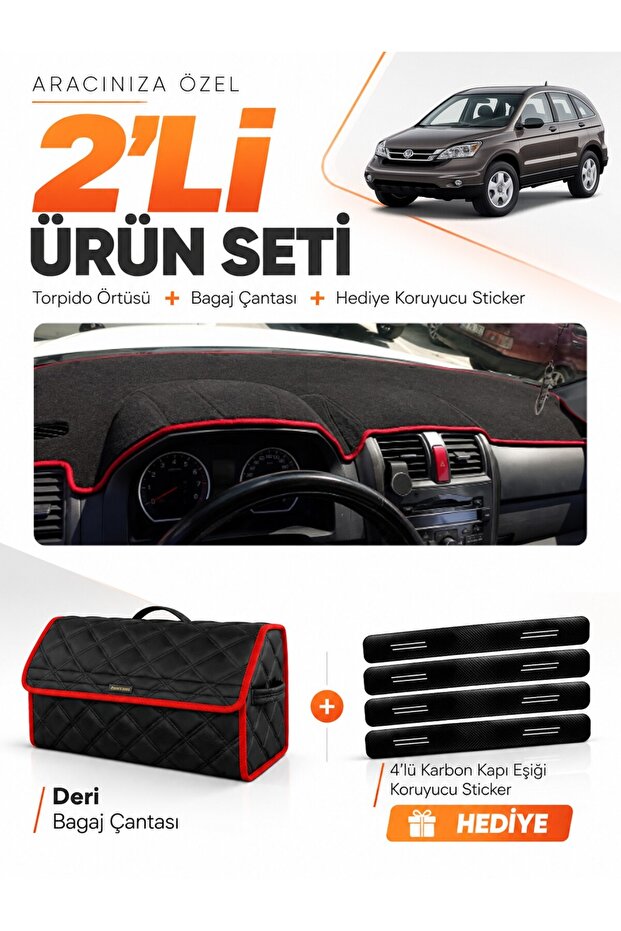 Honda Cr-V (2007-2012) Compatible Dashboard Cover + Leather Trunk Bag + Sticker Set - Ho015