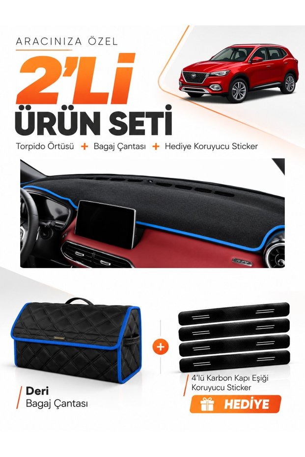 Mg Hs (2018-2024) Compatible Glove Box Cover + Leather Luggage Bag + Sticker Set - Mg001