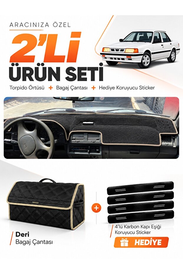 Kia Kapital (1994-1996) Compatible Torpedo Cover + Leather Luggage Bag + Sticker Set - Ki009