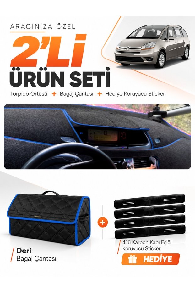 Citroen C4 Grand Picauso (2007-2013) Compatible Torpedo Cover + Leather Luggage Bag Set - Ci010