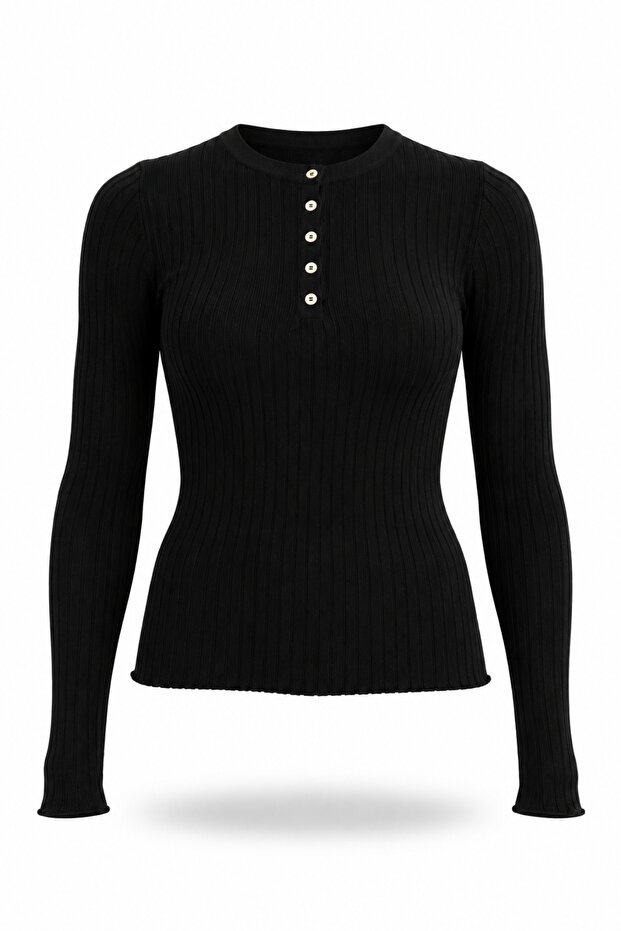Black Ribbed Mercerized Knitwear 19135