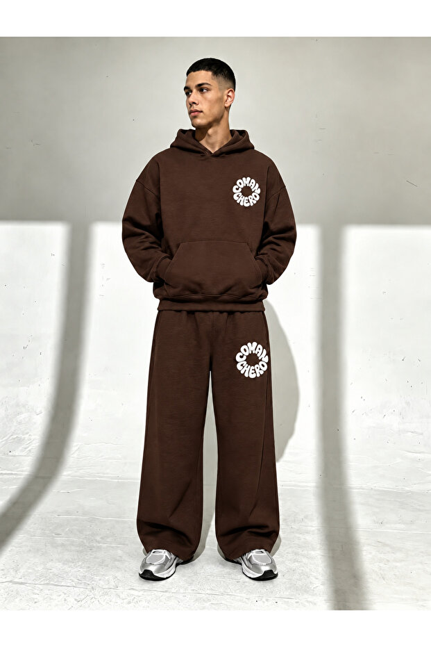 Unisex Circle Printed Oversize Winter Sweatshirt and Baggy Sweatpants Set