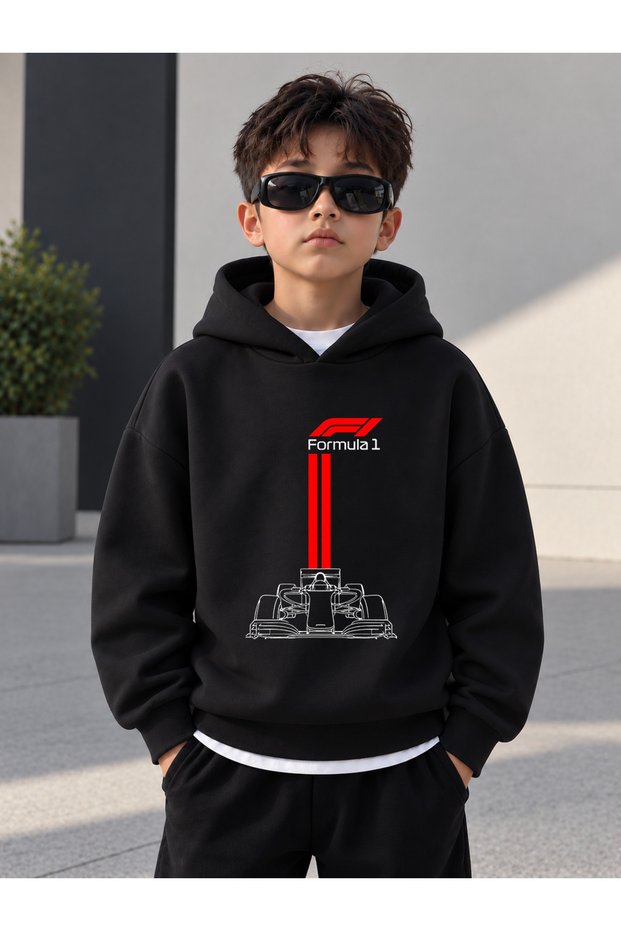Sweatshirt (Hooded) Boys' 3 Thread Raster Printed Winter Hoodie