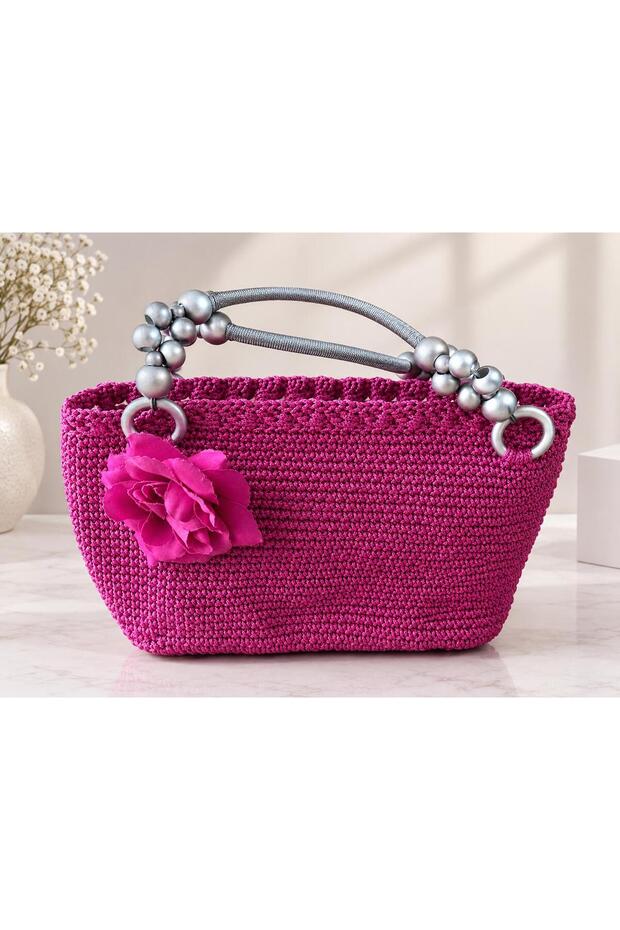 Pink Bag Hand Knitted Macrame