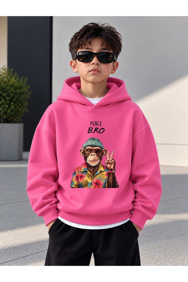 Sweatshirt (Hooded) Boys' 3 Thread Raster Printed Winter Hoodie
