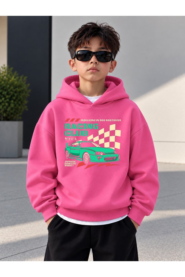 Sweatshirt (Hooded) Boys' 3 Thread Raster Printed Winter Hoodie